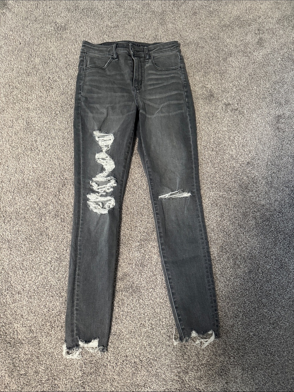 American Eagle Outfitters Black/Grey Distressed Skinny Jeans